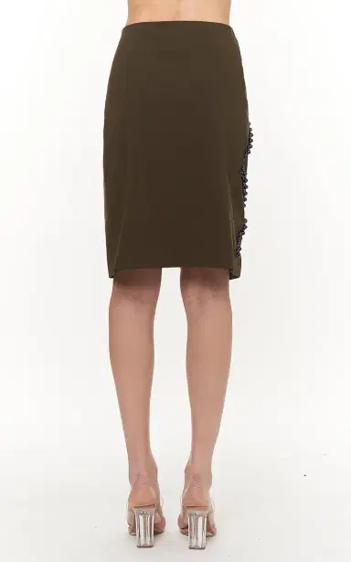 DES_PHEMMES Fresco Wool Sarong Skirt With Net Embroidery | Thumbnail 4