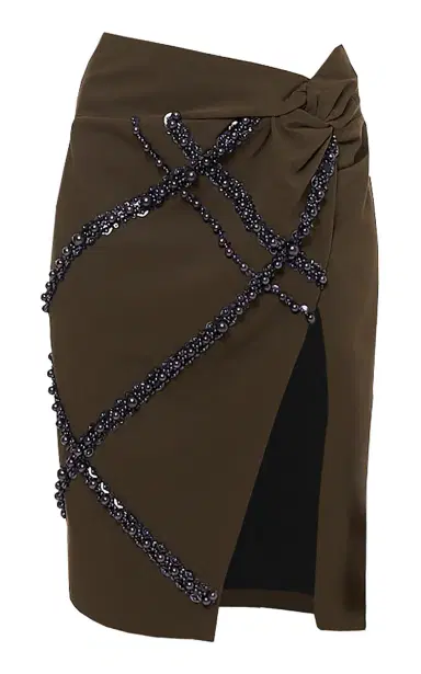 DES_PHEMMES Fresco Wool Sarong Skirt With Net Embroidery | Thumbnail 1
