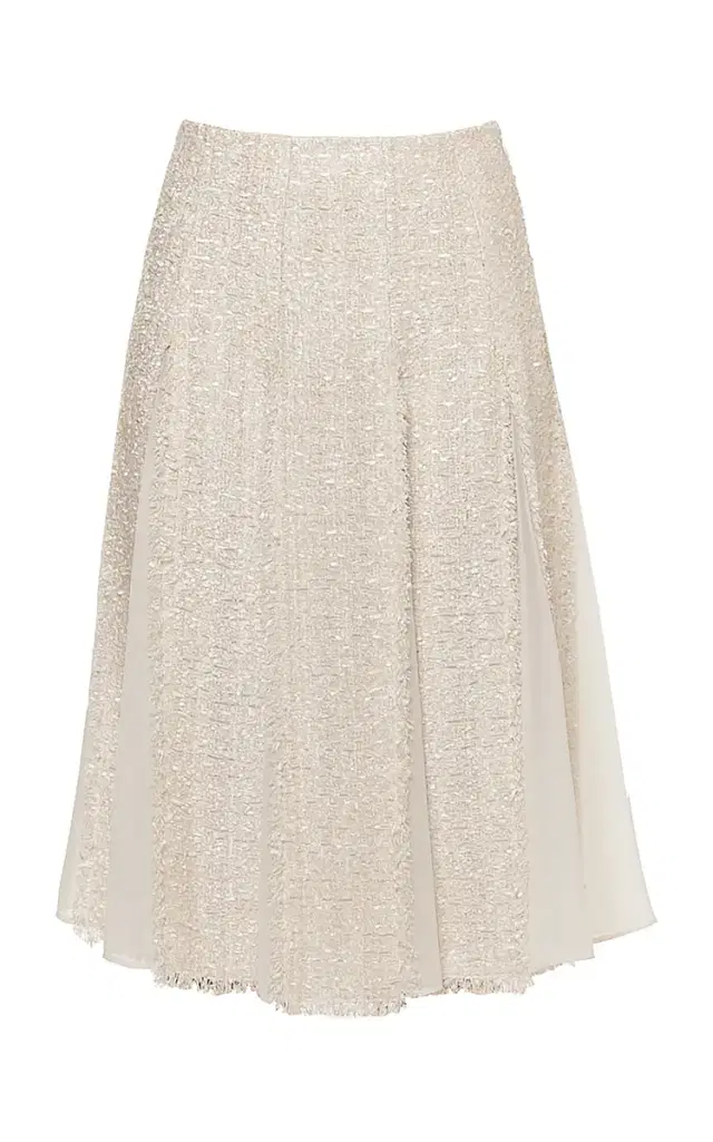 Paneled Hand Woven Tweed Skirt