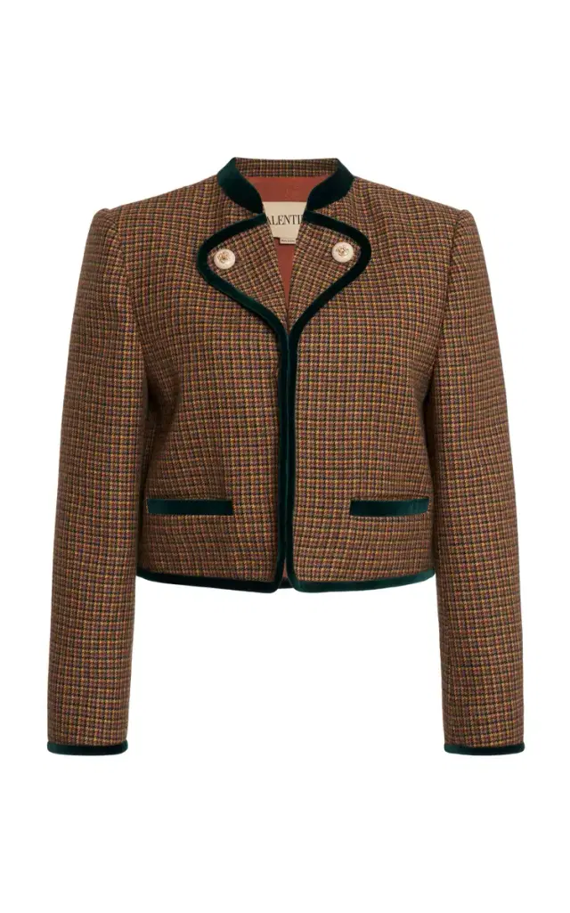 Valentino Garavani Houndstooth Virgin Wool Cropped Jacket