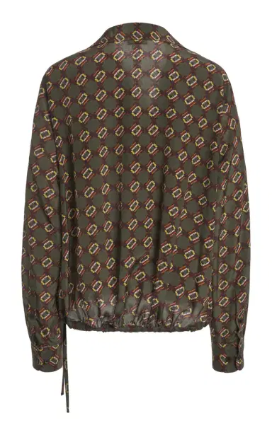 Dries Van Noten Cedal Wrap-Front Silk Crepe De Chine Top - Khaki | Thumbnail 2