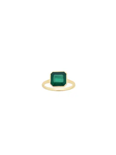 Wish Fine Jewelry 2.55ct Emerald 14K Gold Bezel Ring | Thumbnail 1