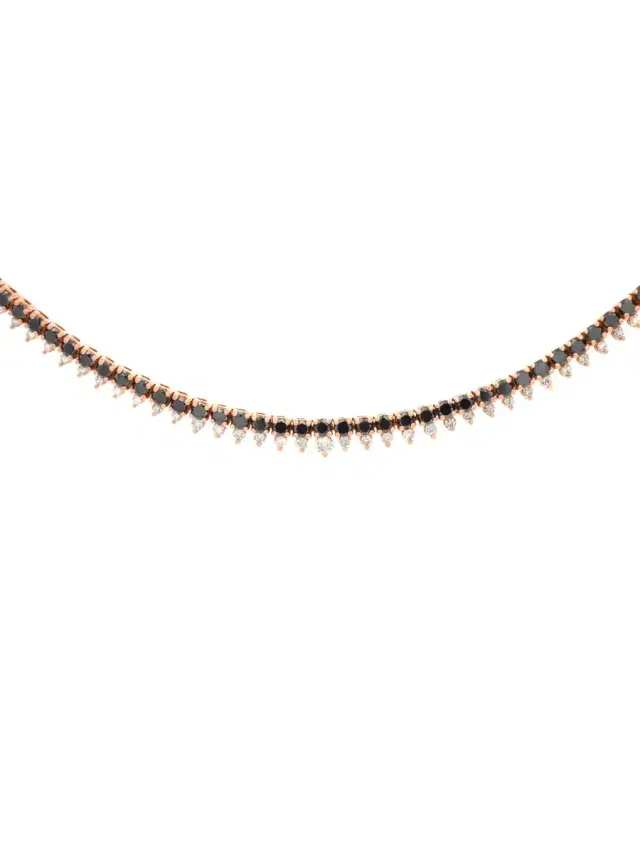 Wish Fine Jewelry 5.09ct Black Diamond 18K Gold Tennis Necklace
