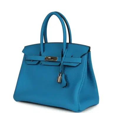 HERMÈS Hermes Birkin 30 Bleu Zanzibar Verso Togo Palladium Hardware | Thumbnail 3