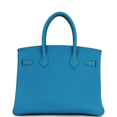 HERMÈS Hermes Birkin 30 Bleu Zanzibar Verso Togo Palladium Hardware | Thumbnail 5