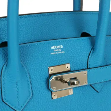HERMÈS Hermes Birkin 30 Bleu Zanzibar Verso Togo Palladium Hardware | Thumbnail 7