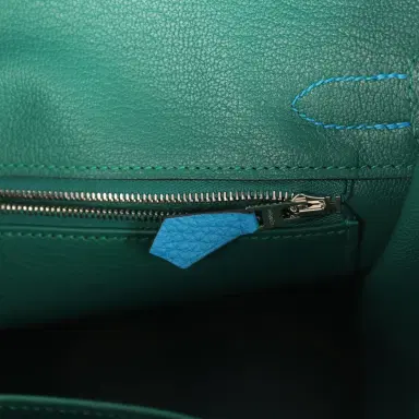 HERMÈS Hermes Birkin 30 Bleu Zanzibar Verso Togo Palladium Hardware | Thumbnail 9