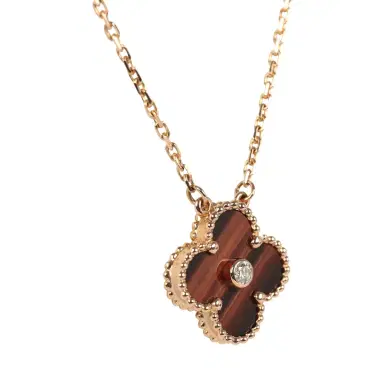 Van Cleef & Arpels Van Cleef & Arpels 2017 Holiday Vintage Alhambra Pendant Necklace Bull's Eye 18K Rose Gold Hardware & Diamonds | Thumbnail 3