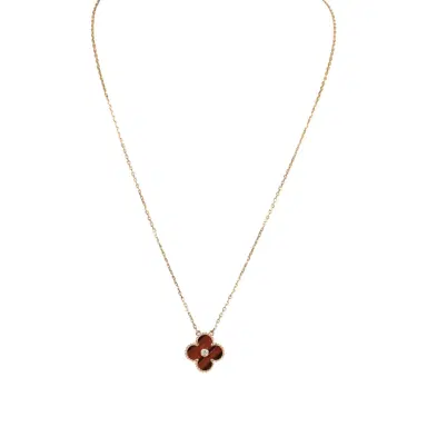 Van Cleef & Arpels Van Cleef & Arpels 2017 Holiday Vintage Alhambra Pendant Necklace Bull's Eye 18K Rose Gold Hardware & Diamonds | Thumbnail 1