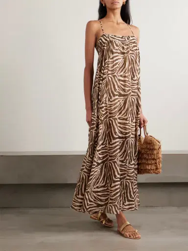 Zimmermann Wanderlust Gathered Zebra-print Cotton Maxi Dress | Thumbnail 2 Zimmermann Wanderlust Gathered Zebra-print Cotton Maxi Dress | Thumbnail 2