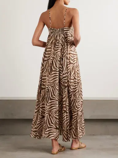 Zimmermann Wanderlust Gathered Zebra-print Cotton Maxi Dress | Thumbnail 3 Zimmermann Wanderlust Gathered Zebra-print Cotton Maxi Dress | Thumbnail 3