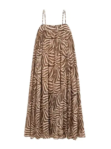 Zimmermann Wanderlust Gathered Zebra-print Cotton Maxi Dress | Thumbnail 1 Zimmermann Wanderlust Gathered Zebra-print Cotton Maxi Dress | Thumbnail 1