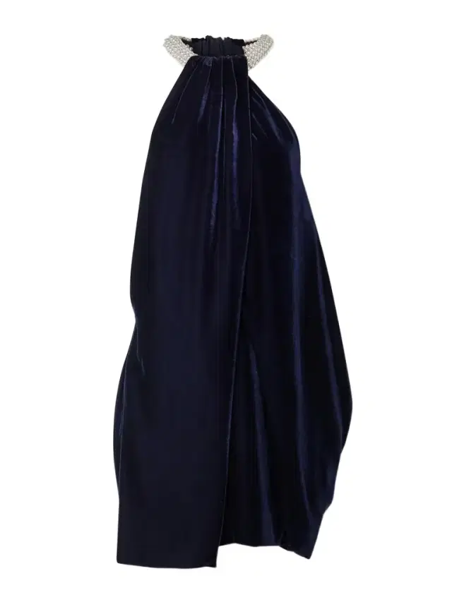 Embellished Draped Velvet Halterneck Mini Dress