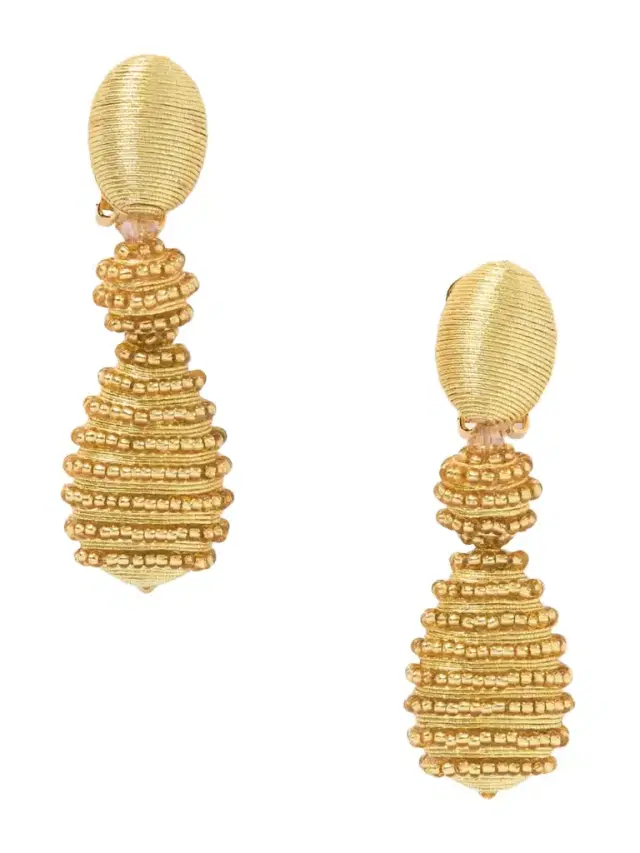 Beaded Gold-tone Clip Earrings