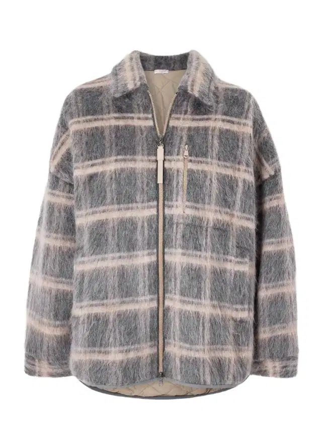 Bead-embellished Padded Checked Brushed Jacquard Jacket