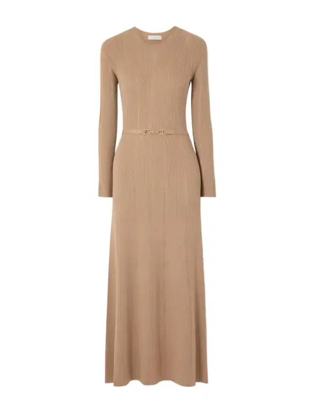 Imagene Belted Ribbed Pointelle-knit Wool Midi Dress