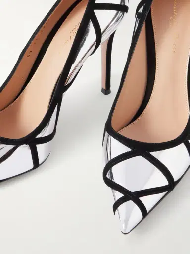 Gianvito Rossi 95 Suede-trimmed Mirrored-leather Pumps | Thumbnail 4 Gianvito Rossi 95 Suede-trimmed Mirrored-leather Pumps | Thumbnail 4