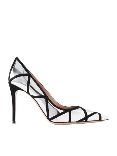 Gianvito Rossi 95 Suede-trimmed Mirrored-leather Pumps | Thumbnail 1 Gianvito Rossi 95 Suede-trimmed Mirrored-leather Pumps | Thumbnail 1