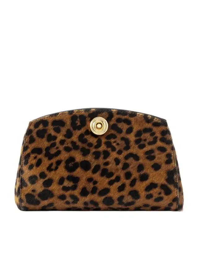 Leopard-print Calf Hair Clutch
