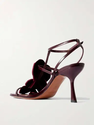Zimmermann Orchid Appliquéd Velvet-trimmed Glossed-leather Sandals | Thumbnail 3 Zimmermann Orchid Appliquéd Velvet-trimmed Glossed-leather Sandals | Thumbnail 3