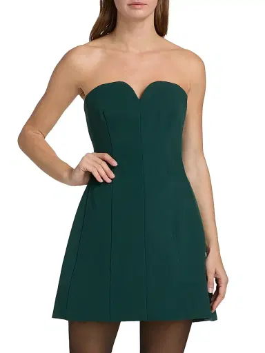 SIMKHAI Women's Devin Bustier Minidress - Emerald | Thumbnail 3