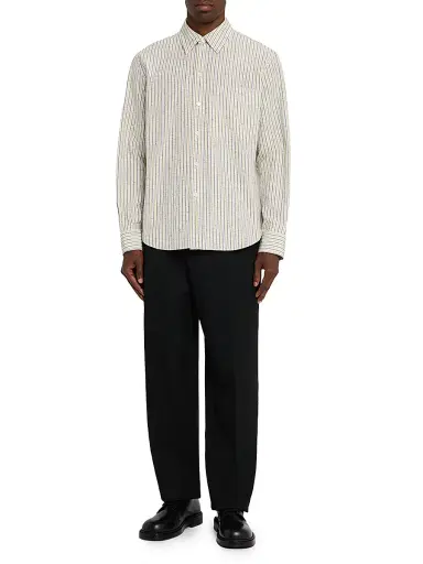 Bottega Veneta Men's Striped Cotton-Linen Blend Long-Sleeve Shirt | Thumbnail 2 Bottega Veneta Men's Striped Cotton-Linen Blend Long-Sleeve Shirt | Thumbnail 2