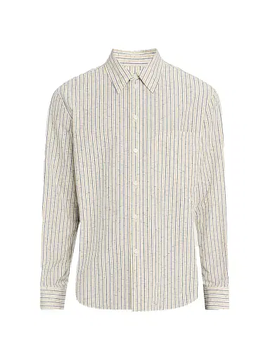 Bottega Veneta Men's Striped Cotton-Linen Blend Long-Sleeve Shirt | Thumbnail 1 Bottega Veneta Men's Striped Cotton-Linen Blend Long-Sleeve Shirt | Thumbnail 1