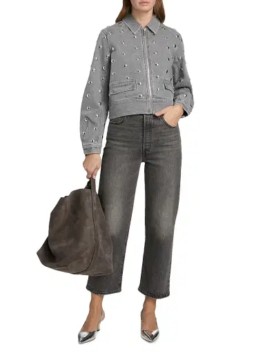 Cinq à Sept Women's Studded Denim Harriet Jacket | Thumbnail 2 Cinq à Sept Women's Studded Denim Harriet Jacket | Thumbnail 2