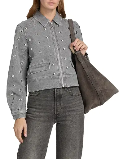 Cinq à Sept Women's Studded Denim Harriet Jacket | Thumbnail 3 Cinq à Sept Women's Studded Denim Harriet Jacket | Thumbnail 3