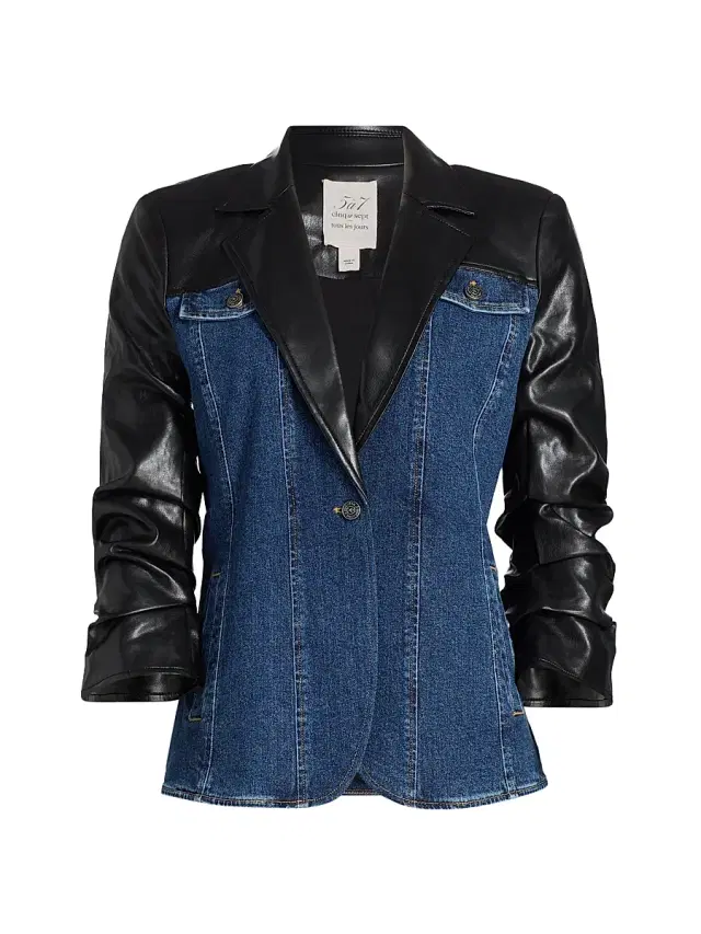 Cinq à Sept Women's Remmy Faux-Leather Panel Blazer - Oceane