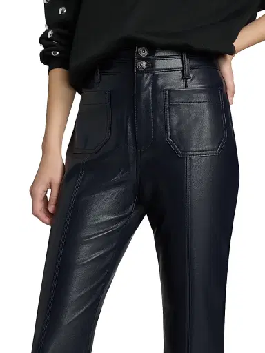 Cinq à Sept Women's Dorothea Faux Leather Cropped Flare Pants - Navy - Size 12 | Thumbnail 6