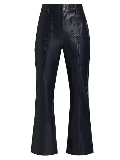 Cinq à Sept Women's Dorothea Faux Leather Cropped Flare Pants - Navy - Size 12 | Thumbnail 1