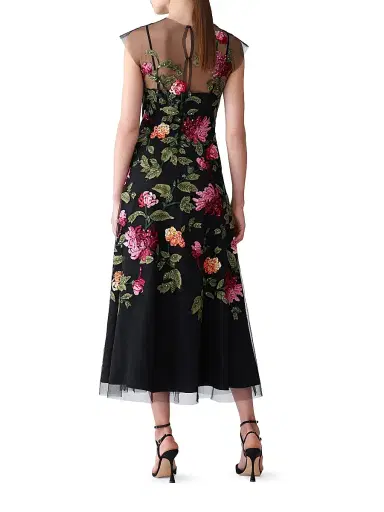 Carolina Herrera Women's Sequined Floral-Embroidered Tulle Cocktail Dress | Thumbnail 3 Carolina Herrera Women's Sequined Floral-Embroidered Tulle Cocktail Dress | Thumbnail 3