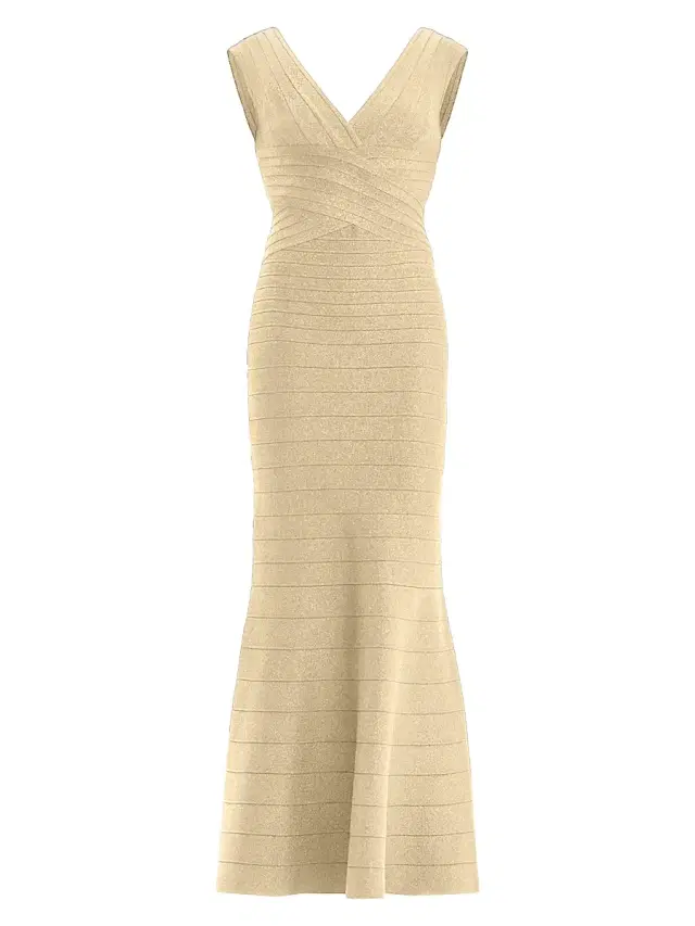 Hervé Léger Women's The Mira Metallic Bandage Gown - Metallic Gold