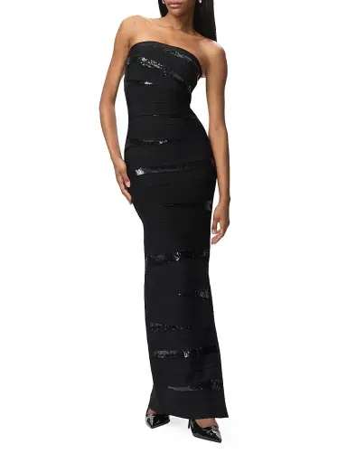 Hervé Léger Women's The Chiara Sequined Body-Con Gown - Black | Thumbnail 4 Hervé Léger Women's The Chiara Sequined Body-Con Gown - Black | Thumbnail 4