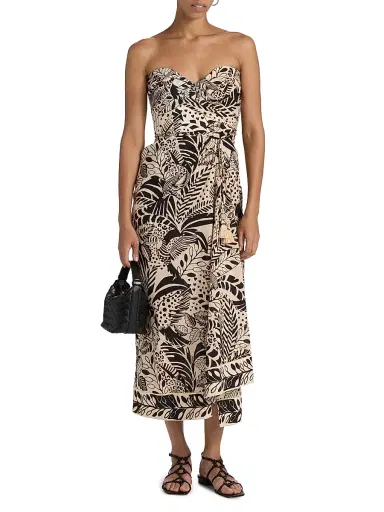 Poupette St Barth Women's Collina Printed Cotton Midi-Dress - Black Toucan | Thumbnail 3 Poupette St Barth Women's Collina Printed Cotton Midi-Dress - Black Toucan | Thumbnail 3