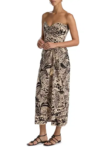 Poupette St Barth Women's Collina Printed Cotton Midi-Dress - Black Toucan | Thumbnail 4 Poupette St Barth Women's Collina Printed Cotton Midi-Dress - Black Toucan | Thumbnail 4