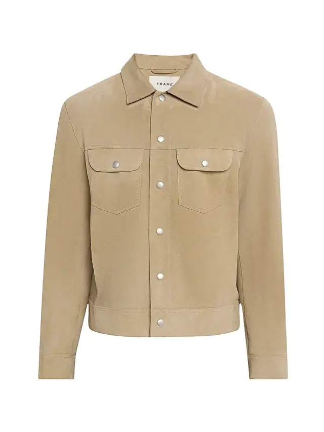 Men's Suede Trucker Jacket - Oxford Beige