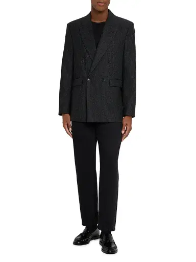 Frame Men's Pinstripe Wool-Blend Double-Breasted Blazer - Dark Grey - Size 34 | Thumbnail 2
