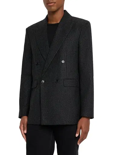 Frame Men's Pinstripe Wool-Blend Double-Breasted Blazer - Dark Grey - Size 34 | Thumbnail 3
