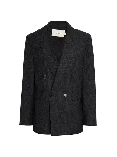 Frame Men's Pinstripe Wool-Blend Double-Breasted Blazer - Dark Grey - Size 34 | Thumbnail 1