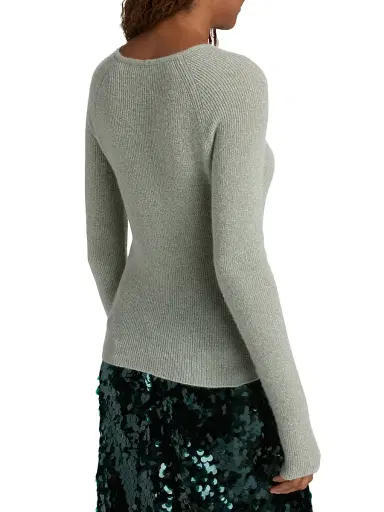 Vince Women's Metallic Rib-Knit V-Neck Sweater | Thumbnail 5 Vince Women's Metallic Rib-Knit V-Neck Sweater | Thumbnail 5