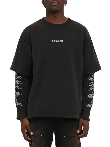 Purple Brand Men's Sequined Jersey Layered T-Shirt - Black | Thumbnail 1 Purple Brand Men's Sequined Jersey Layered T-Shirt - Black | Thumbnail 1