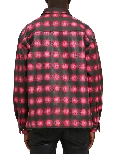 Purple Brand Men's Plaid Leather Shacket - Size Large | Thumbnail 2