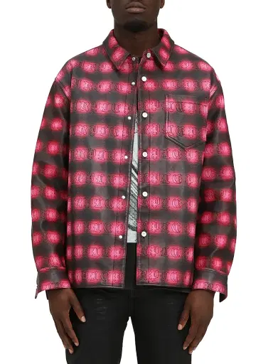 Purple Brand Men's Plaid Leather Shacket - Size Large | Thumbnail 1