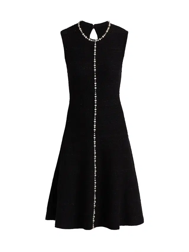 Teri Jon by Rickie Freeman Women's Metallic Knit Pearl Appliqué Knee-Length Dress - Black