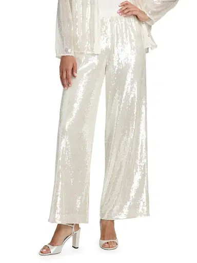 Milly Women's Reed Sequined Pants - White | Thumbnail 3 Milly Women's Reed Sequined Pants - White | Thumbnail 3