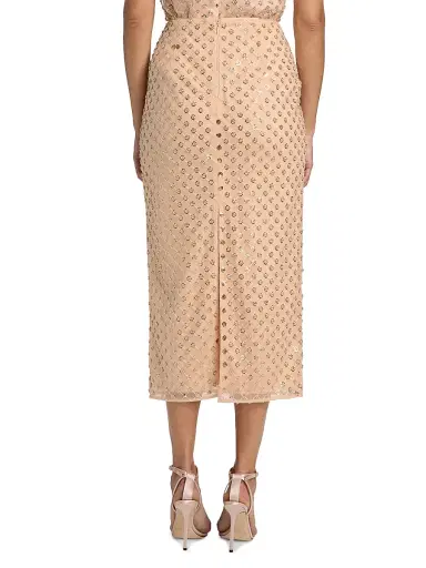 Milly Women's Rosemary Sequined Midi-Skirt - Tan | Thumbnail 5