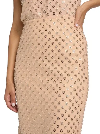 Milly Women's Rosemary Sequined Midi-Skirt - Tan | Thumbnail 6