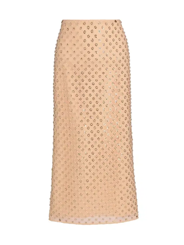 Milly Women's Rosemary Sequined Midi-Skirt - Tan